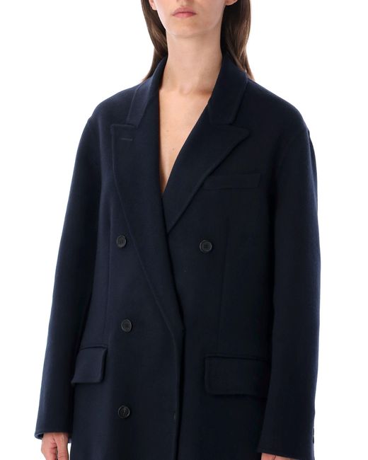 Prada Blue Double-Breasted Wool Cashmere Coat
