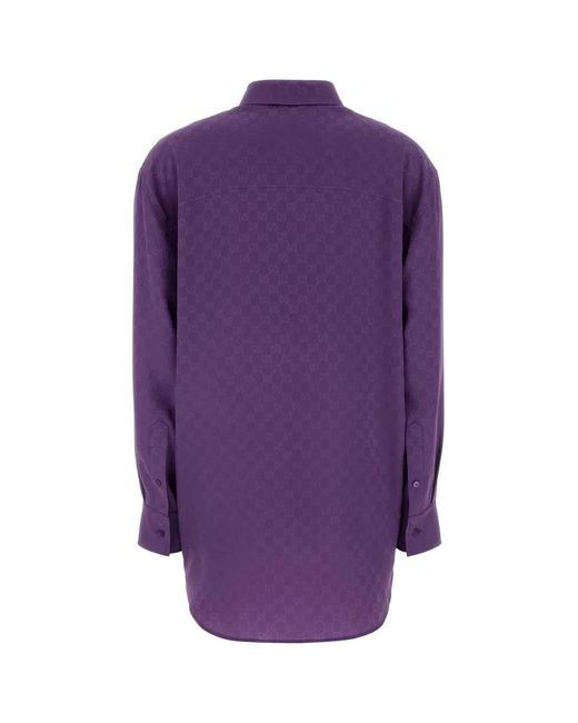 Gucci Purple Silk Monogram Shirt