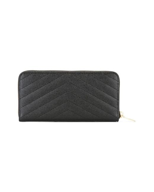 Saint Laurent Black Monogram Zip Around Wallet