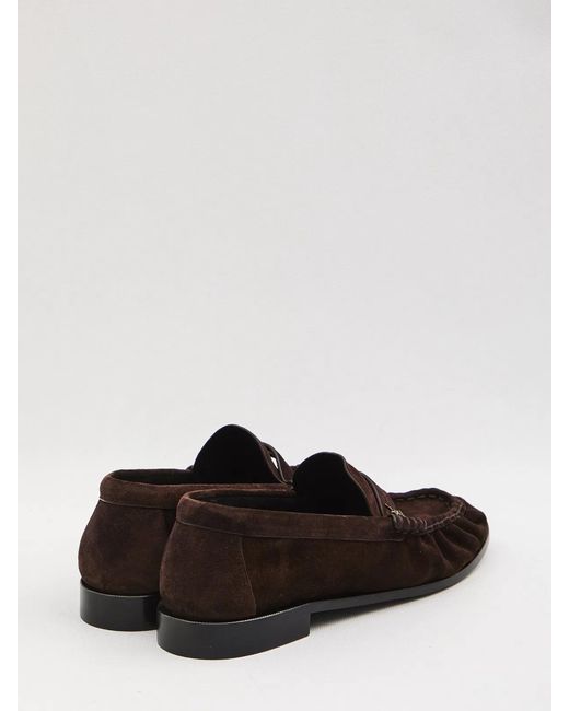 Saint Laurent White Testa Di Moro Suede Leather Le Loafer Loafers