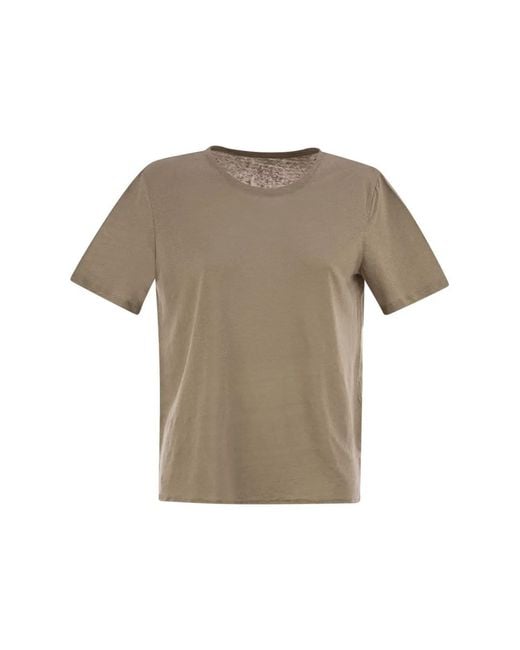 Majestic Natural Linen Crew-Neck T-Shirt