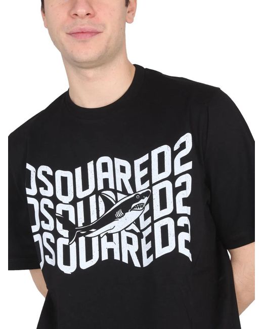 DSquared² Black Logo Print T Shirt for men
