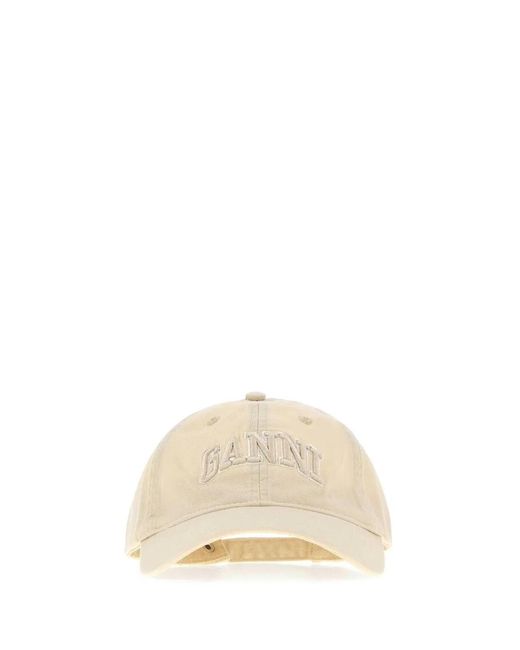 Ganni Natural Sand Cotton Baseball Cap