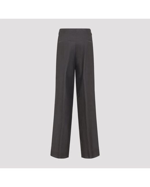 Peserico Gray Cotton And Silk Pants