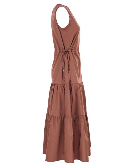 Peserico Brown Sleeveless Midi Dress