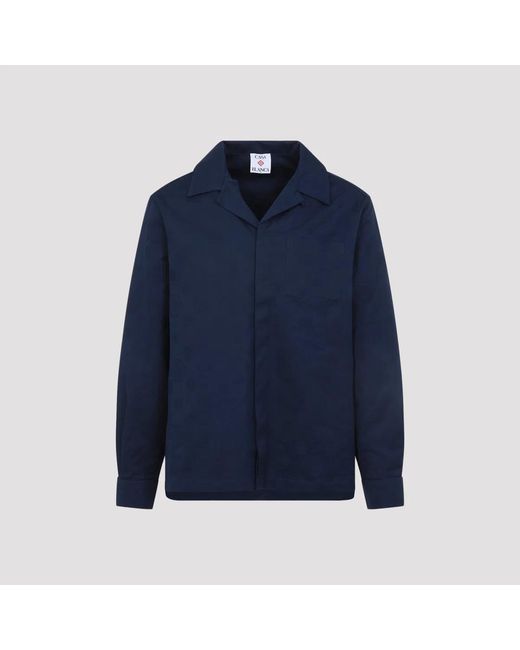 Casablanca Blue Monogram Cotton Long Sleeves Shirt for men