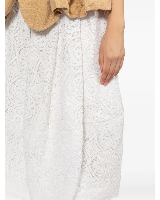 Comme des Garçons White Cotton Midi Skirt