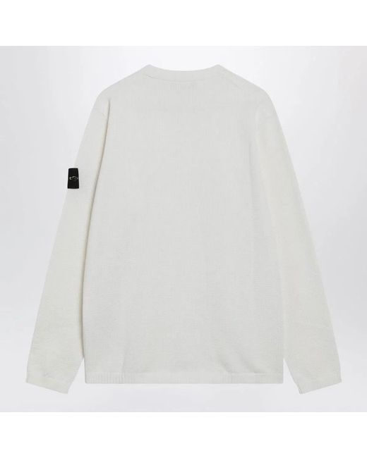 Stone Island White Ivory Sweater With Loose Fit for men