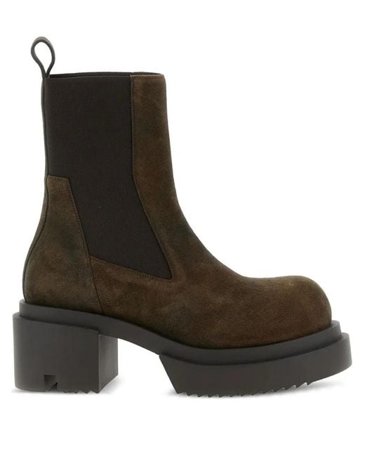 Rick Owens Brown Platform Boots With Elastic Strap for men