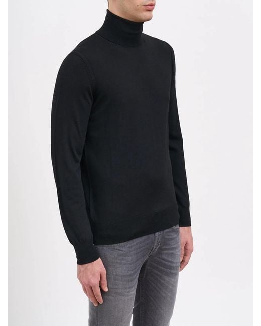 Paolo Pecora Black Wool High Neck Sweater for men