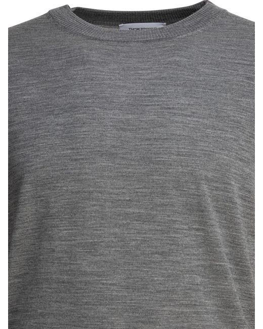 Thom Browne Gray Classic Crewneck Pullover W/ 4 Bar Sleeve for men