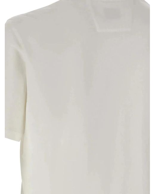 C P Company White C.P.Company Cotton Tshirt With Printed Logo Jersey 301 for men