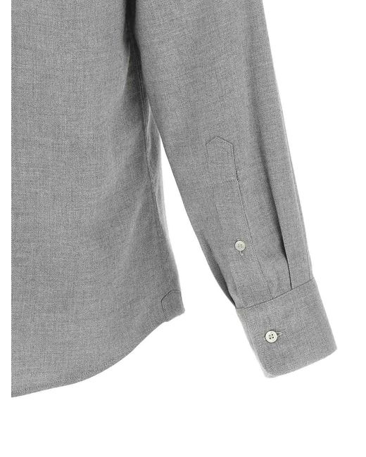 Brunello Cucinelli Gray Cotton Shirt for men