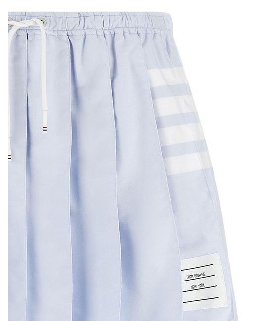 Thom Browne Blue '4-Bar' Oxford Pleated Skirt