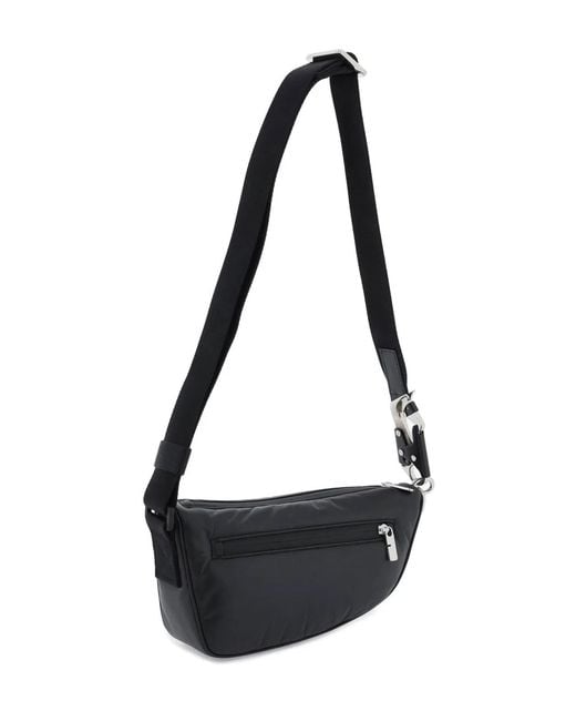Burberry Black Leather Shield Crossbody Bag for men