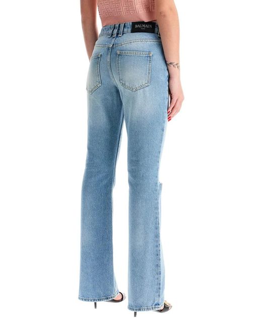 Balmain Blue Mid-Rise Flare Jeans
