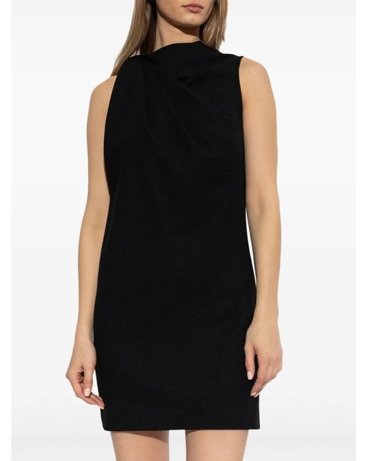 McQueen Black Elegant 100% Wool Dress