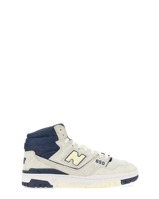 New Balance White Leather And Suede 650 Sneakers