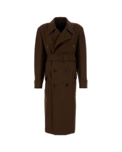 Prada Brown Wool Coat for men