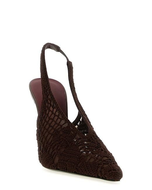 Magda Butrym Brown Crochet Slingback