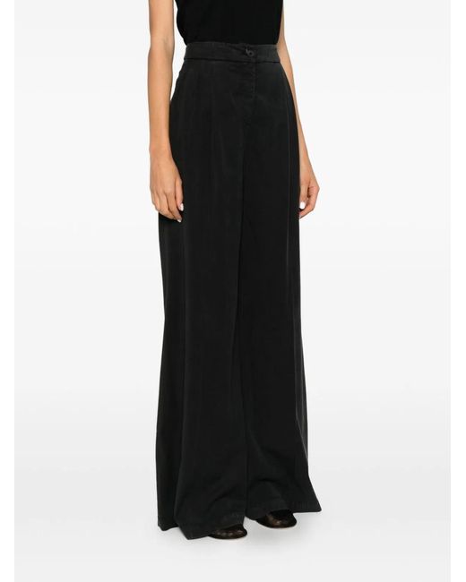 Via Masini 80 Black Linen Blend Trousers