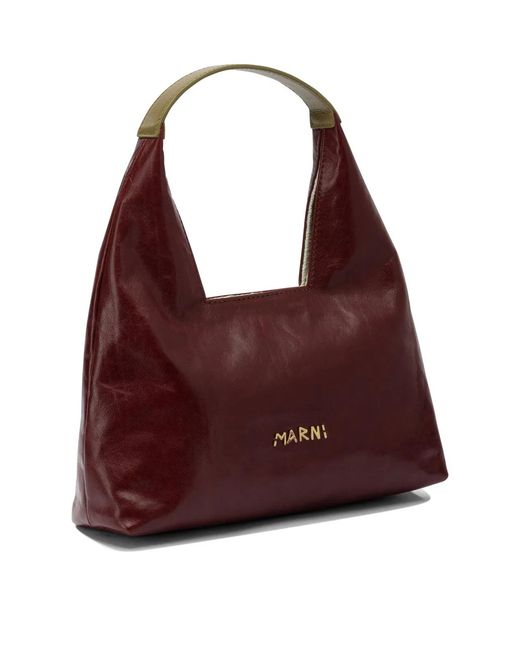 Marni Purple Bordeaux Leather Shoulder Bag