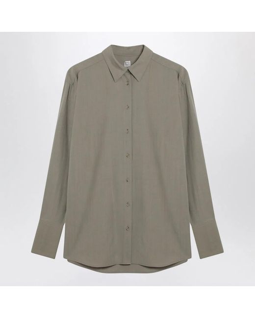 Totême Gray Taupe Wool-Blend Shirt