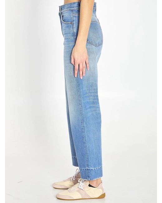 Chloé Blue High-Rise Cropped Wide-Leg Jeans