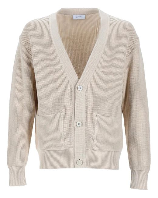 Lardini White Knitted Cardigan for men