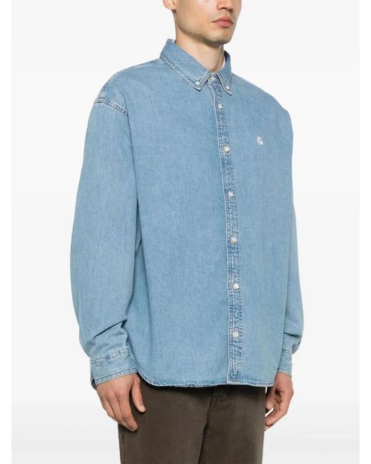 Carhartt Blue Long Sleeves "Lucas" Denim Shirt for men