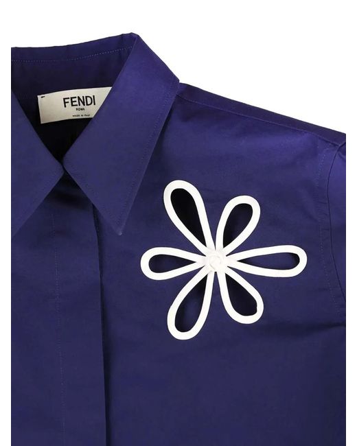 Fendi Blue Ajour Poplin Shirt