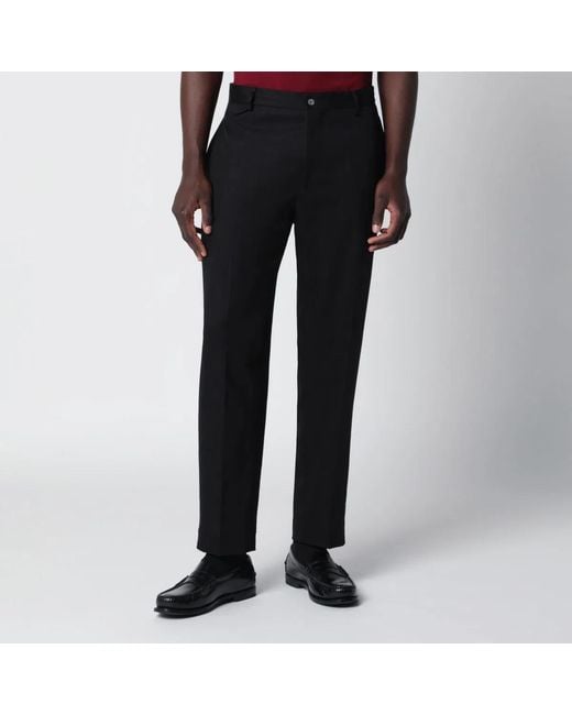 Santaniello Black Cotton And Linen Trousers for men