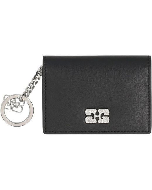 Ganni Black Bou Faux Leather Card Holder
