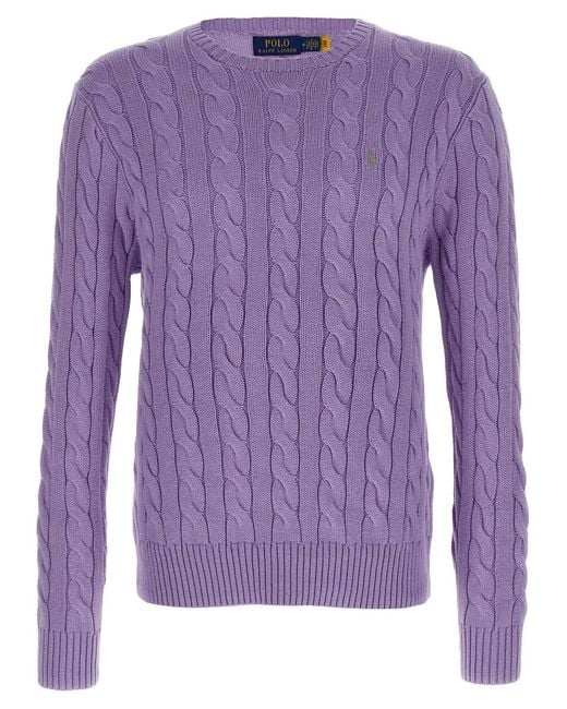 Polo Ralph Lauren Purple Cotton Braided Sweater for men