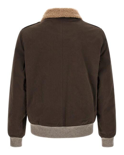Brunello Cucinelli Brown Waterproof Bomber Jacket for men