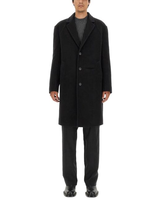 McQueen Black Single-Breasted Coat for men