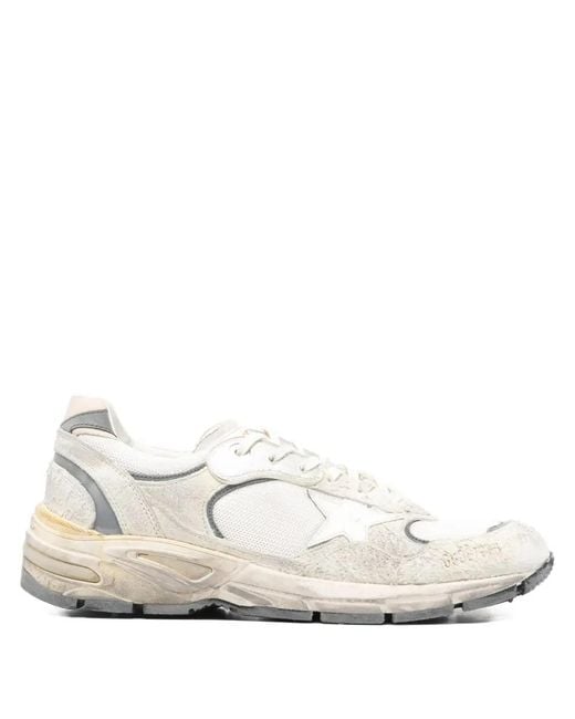Golden Goose Deluxe Brand White "Running Dad" New Net And Suede Upper Leather Star And Heel Suede Spur Sneakers for men