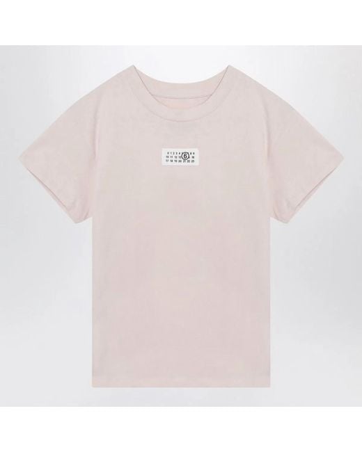MM6 by Maison Margiela Pink Logo Cotton T-Shirt