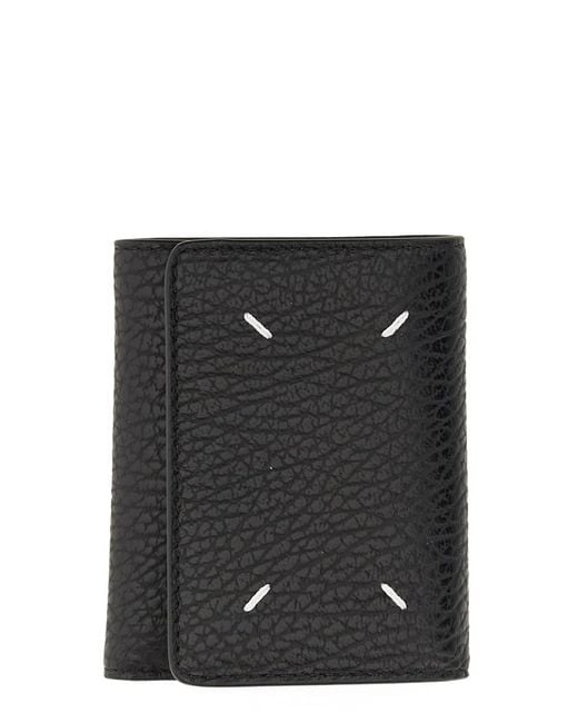 Maison Margiela Black Leather Wallet With Four Stitches