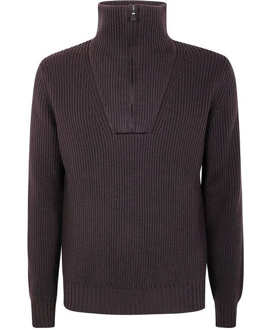 FILIPPO DE LAURENTIIS Blue Half Zip Sweater for men