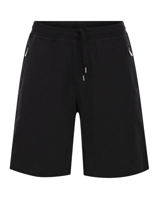Brunello Cucinelli Black Techno Cotton Fleece Bermuda Shorts for men