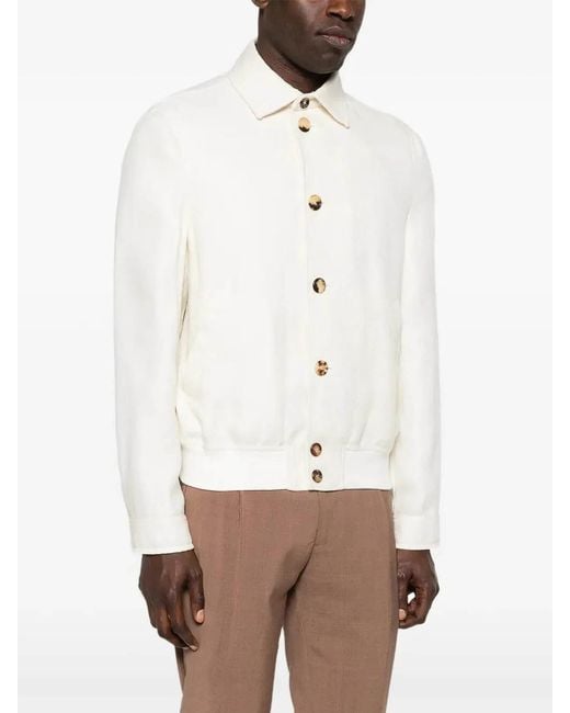 Brunello Cucinelli White Bomber Jacket for men