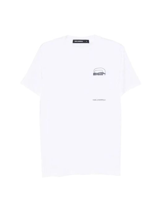 Karl Lagerfeld White Logo-Print T-Shirt for men