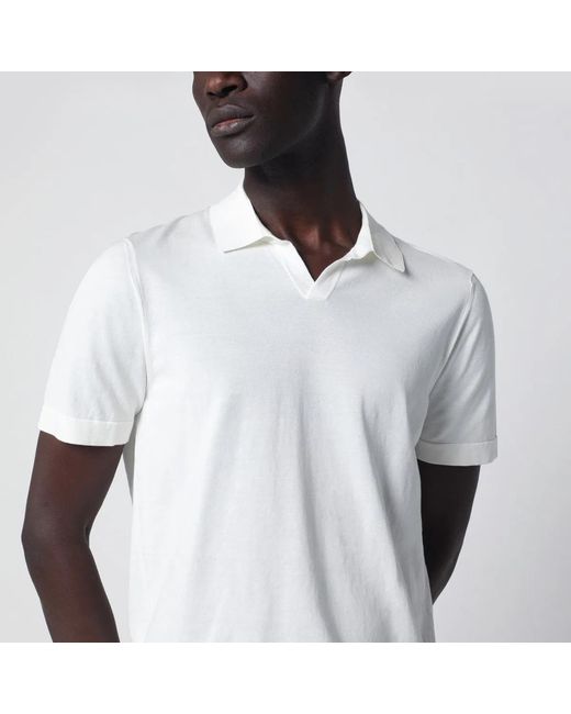 Drumohr White Milk- Cotton Knit Polo for men