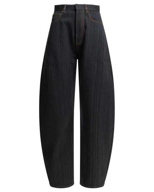 Alaïa Blue Alaia "Round" Wide-Leg Jeans