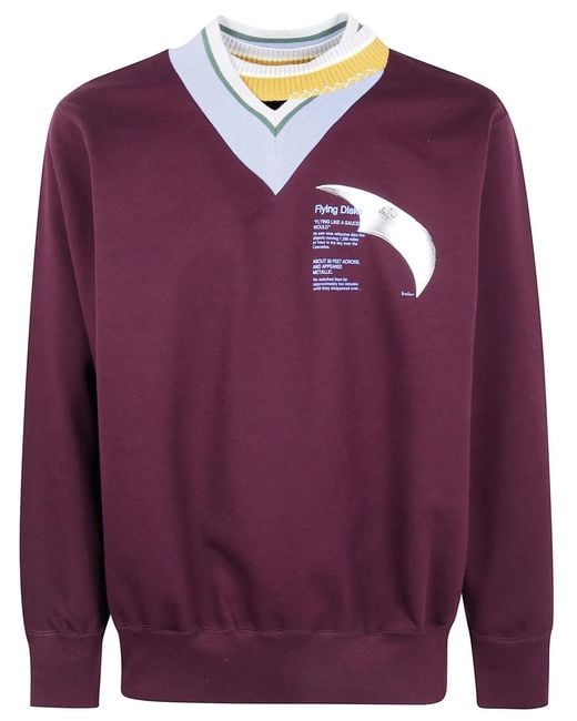 Kolor Purple "Cut & Sew 07" V Neck Sweater for men