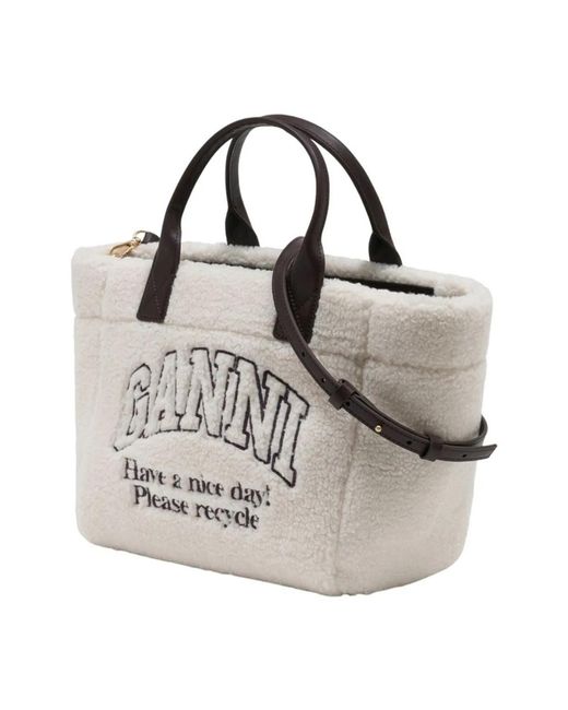 Ganni Metallic Small Easy Shopper Tote Bag