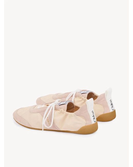 Chloé Natural Two-Tone Canvas And Leather Chlo㨠Kick Sneakers