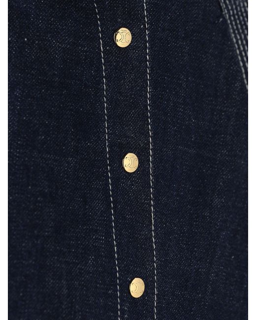 Céline Blue Rinsed Peplum Skirt