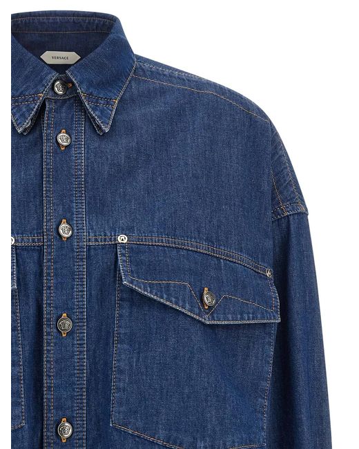 Versace Blue Cropped Shirt